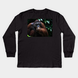 Large male Orangutan, Borneo Kids Long Sleeve T-Shirt